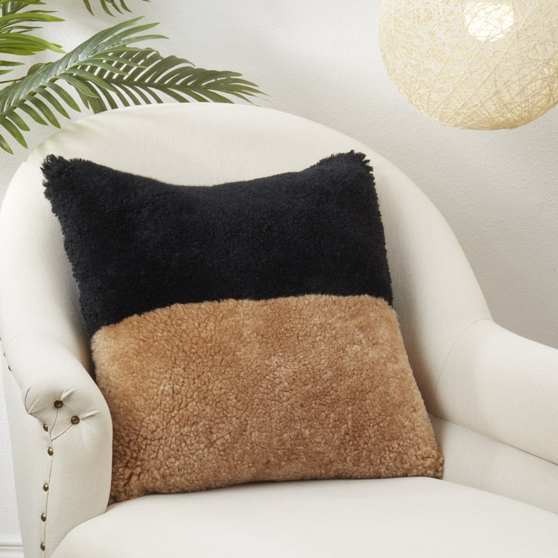 Coussin en peau de mouton Shearling Collection, polyester, Brun