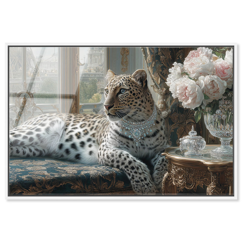 Art mural léopard sur toile, art décoratif, 30 x 20, H 21 po x l 31 po, Cadre en toile blanche
