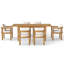 Ensemble de salle à manger de patio en bois d'acacia pour 6 personnes avec table rectangulaire extensible, coussins inclus