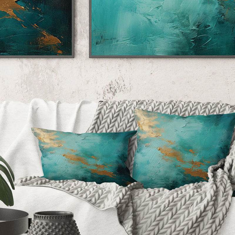 Coussin Turquoise Tranquility VI - Abstract Landscape, 18" x 18"