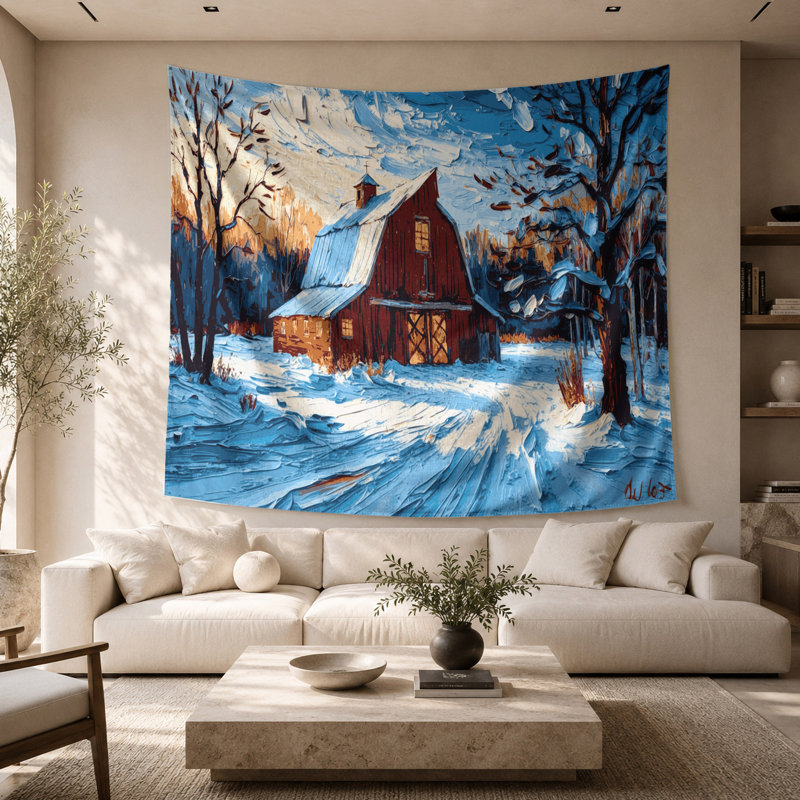 Tapisserie murale Christmas Winter Granges, 26 po x 36 po