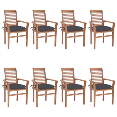 Chaise de patio empilable en teck avec coussin