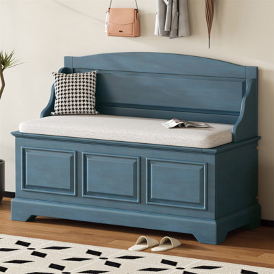 TREXM Shoe Bench, Retro Shoe Storage Bench With Safe Soft-Close Devices, Storage Chest With Hidden Storage And Cushion For Entryway, Hallway, Living Room