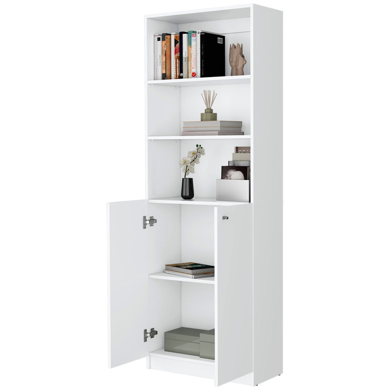 Bibliothèque blanche à 2 portes pour un espace de vie confortable et élégant