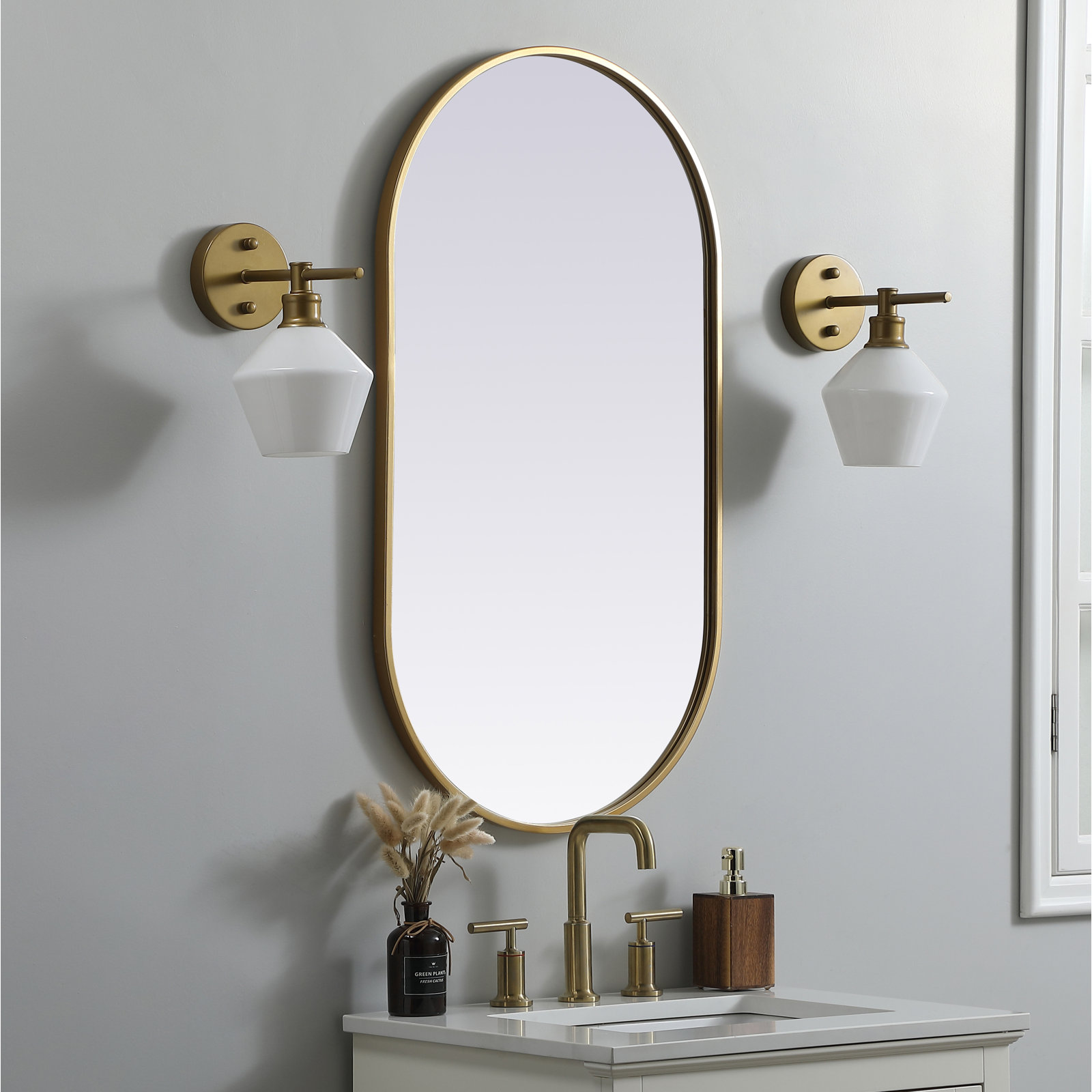 Sabine Accent Mirror, Brass, 36" x 20"