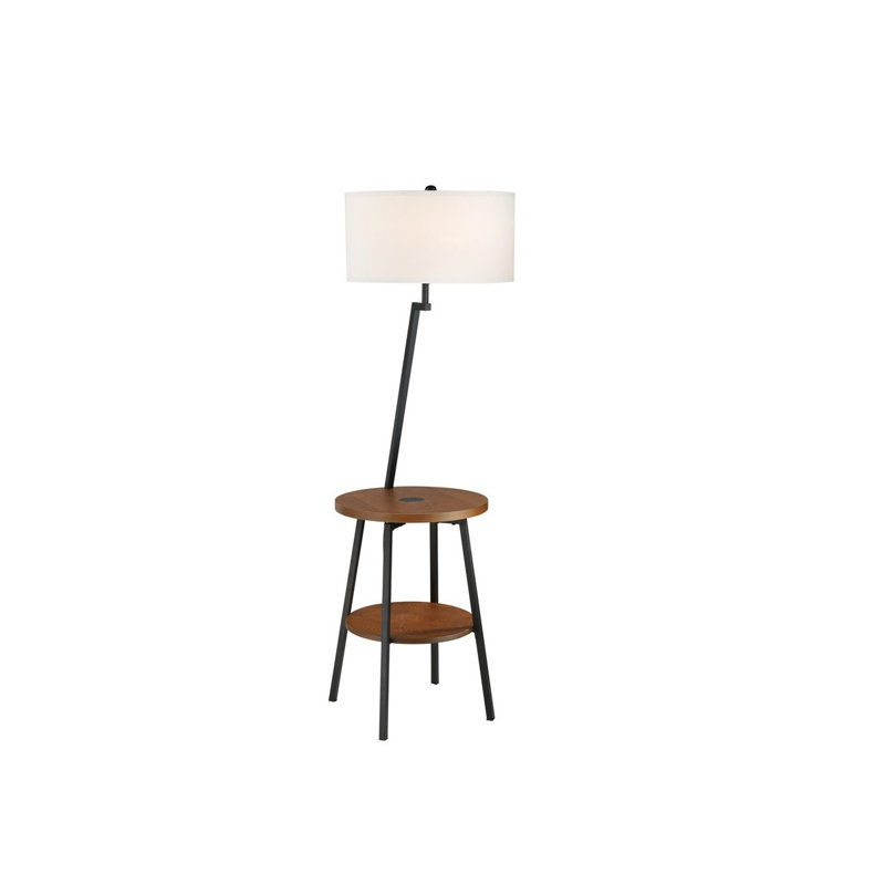 Hinojos 59'' Tray Table Floor Lamp, White, Silver