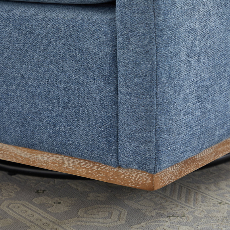 Fauteuil d'appoint pivotant à 360 ° carré 30,7 po et fauteuil simple confortable, Blue