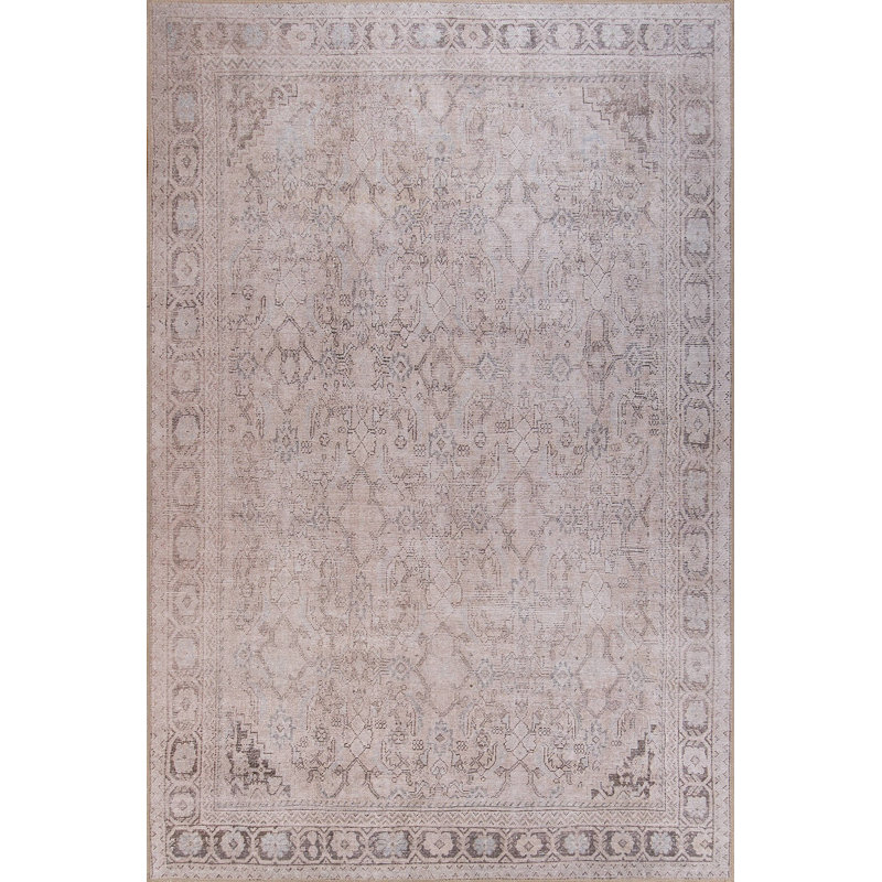 Beige Area Rug (6.9 x 10.2 ft), 100% Polyester, 1850 g/m², Pile Height: 0.2 in | Eco-Friendly Recycled Poly Cotton Underside | Machine Carpet | Perfect for Living Room, Bedroom & Dining Areas, Soft & Durable Design