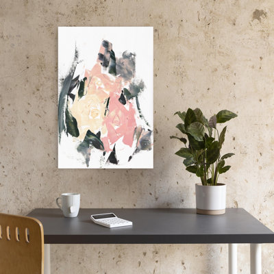 Abstract Blush Roses Abstract Contemporary Modern Rose Flower Landscape Wall Art