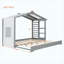 Lit simple pour enfant en forme de maison avec lit gigogne et tablettes de rangement latérales, gris