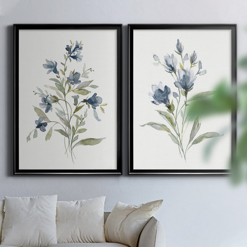 Linen Botanical III - ensemble de 2 reproductions d'art, H 18,5 po x l 24,5 po, Toile encadrée, Noir