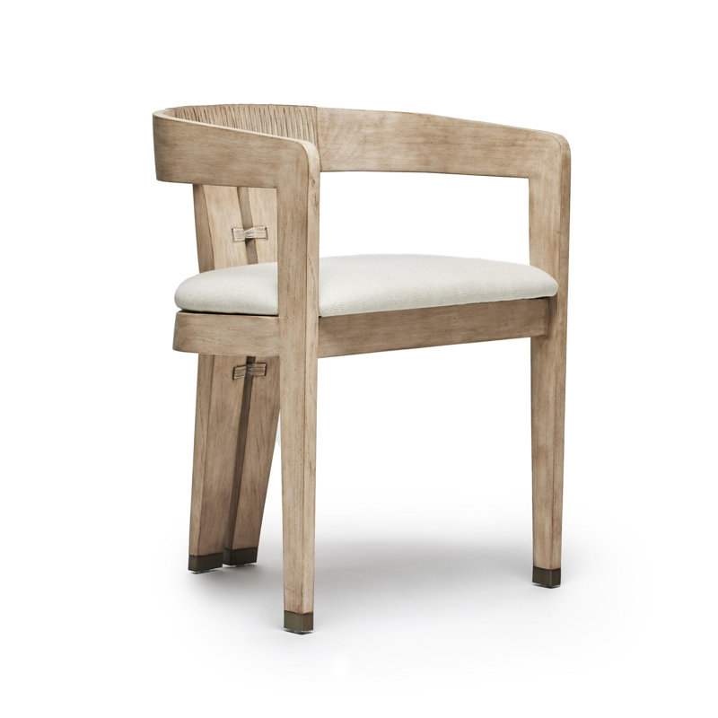 Maryl III Upholstered Arm Chair, Washed White, Jade Chenille