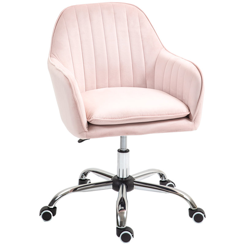 Agamjot Velvet Office Chair, Pink