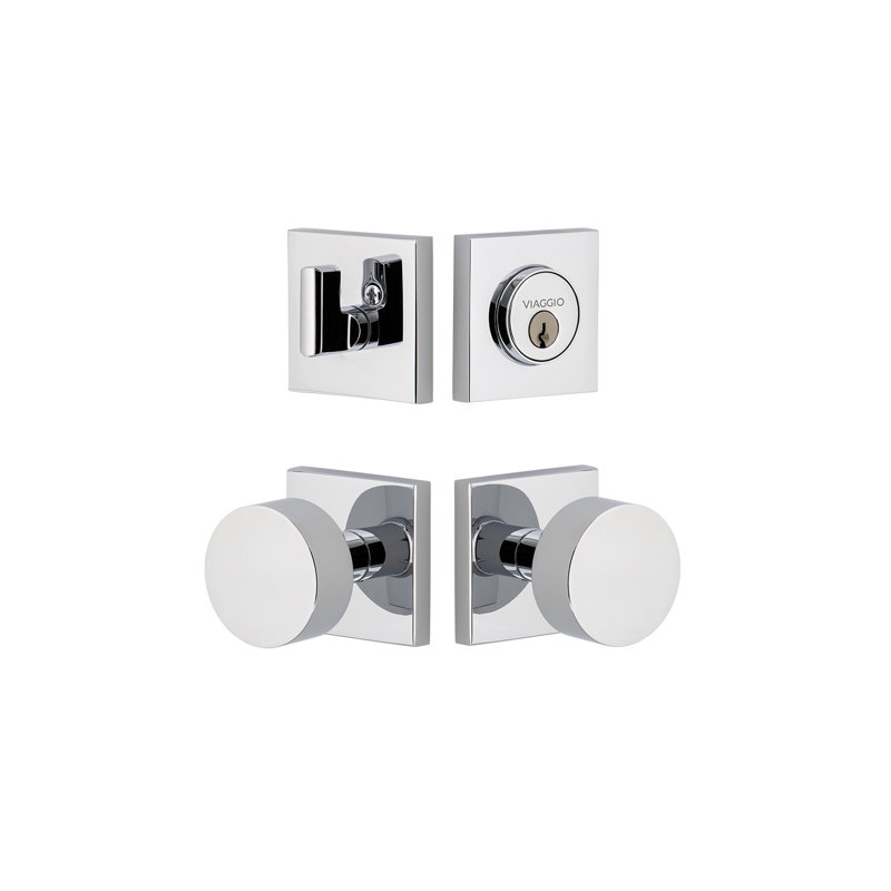 Ensemble d'entrée complet avec rosette Viaggio Quadrato, 2.375", Chrome brillant