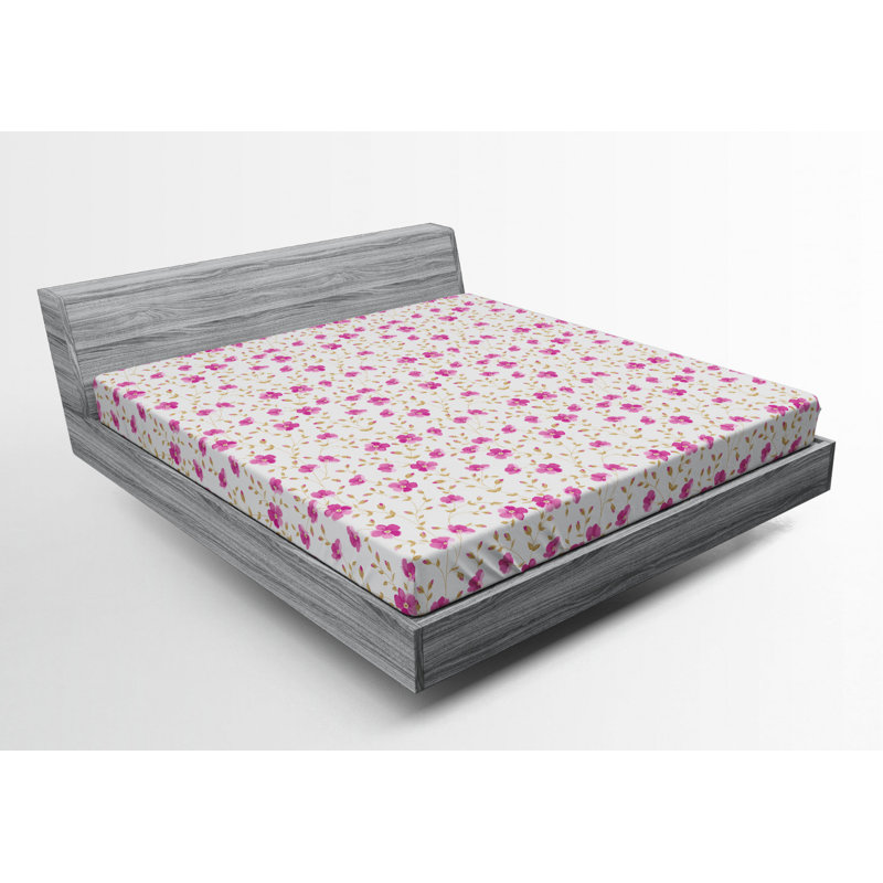 Microfiber Fitted Sheet, Full Fitted Sheet, Pink/Green Floral