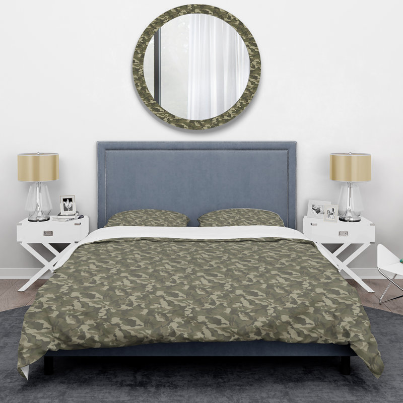Green Microfiber Duvet Cover Set, King Duvet Cover + 2 King Shams
