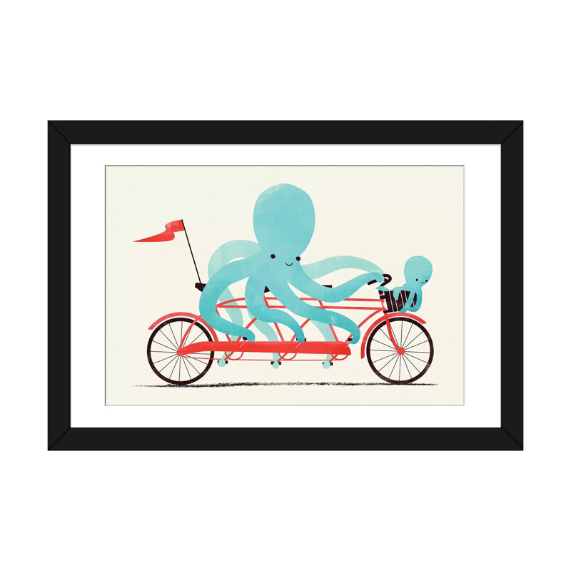 «My Red Bike», impression sur toile, H 24 po x l 32 po x P 1 po, Papier d'art encadré noir, Blanc