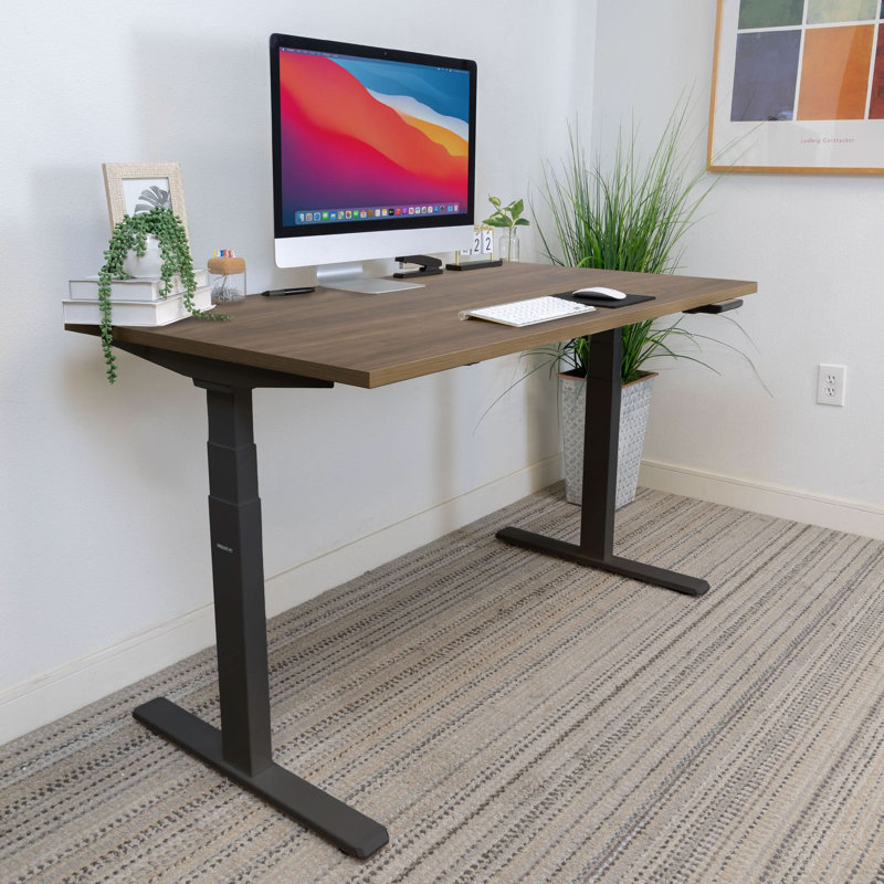 Ultimate Dual Motor Electric Standing Desk With Tabletop -, 51.40" H x 55" W x 29" D, Adrift/Black