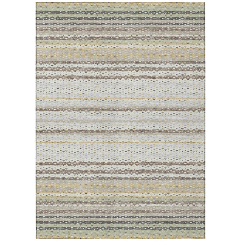Machine Washable Indoor/Outdoor Chantille ACN2823 Stripes Rug, Ivory, 9' x 12'