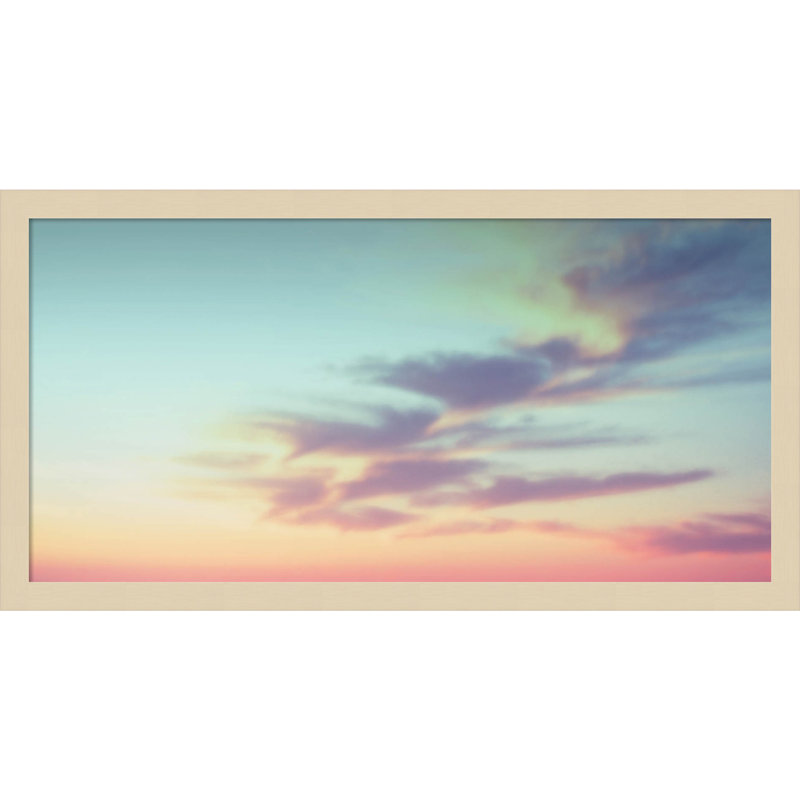 Ethereal Sunset On The Beach Sky Landscape by Stephanie Klatt, 25" W x 13" H x 1" D, Brown Framed