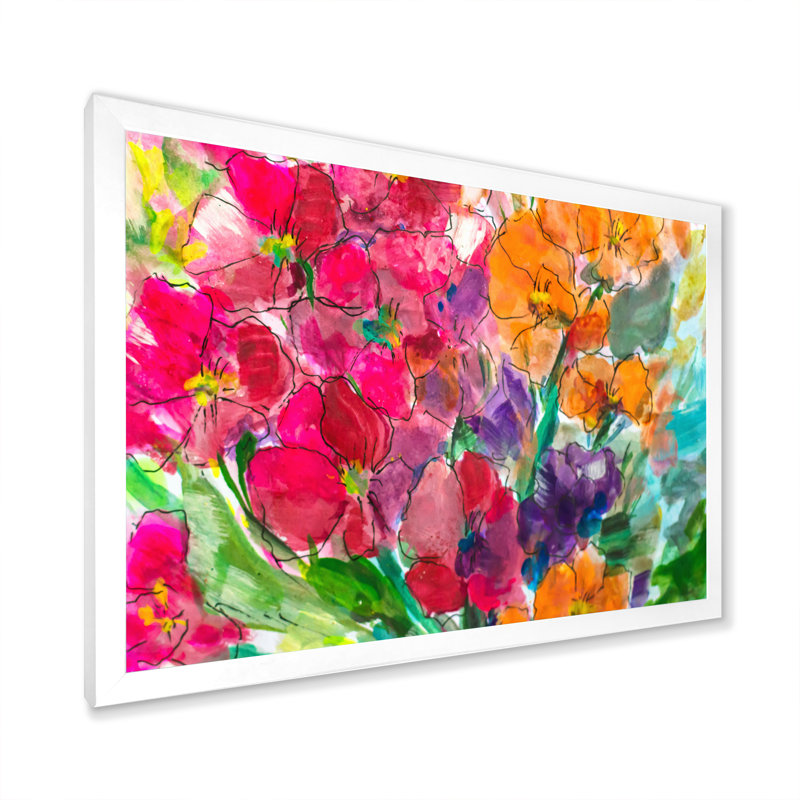 «Bright Vibrant Blossoming Spring Flowers», reproduction sur toile flottante, Cadre photo blanc, H 12 po x l 20 po x P 1 po