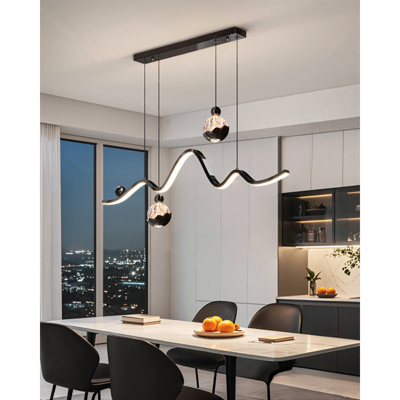 Pied de lampe moderne en fer minimaliste avec abat-jour en acrylique, plafonnier de forme longue