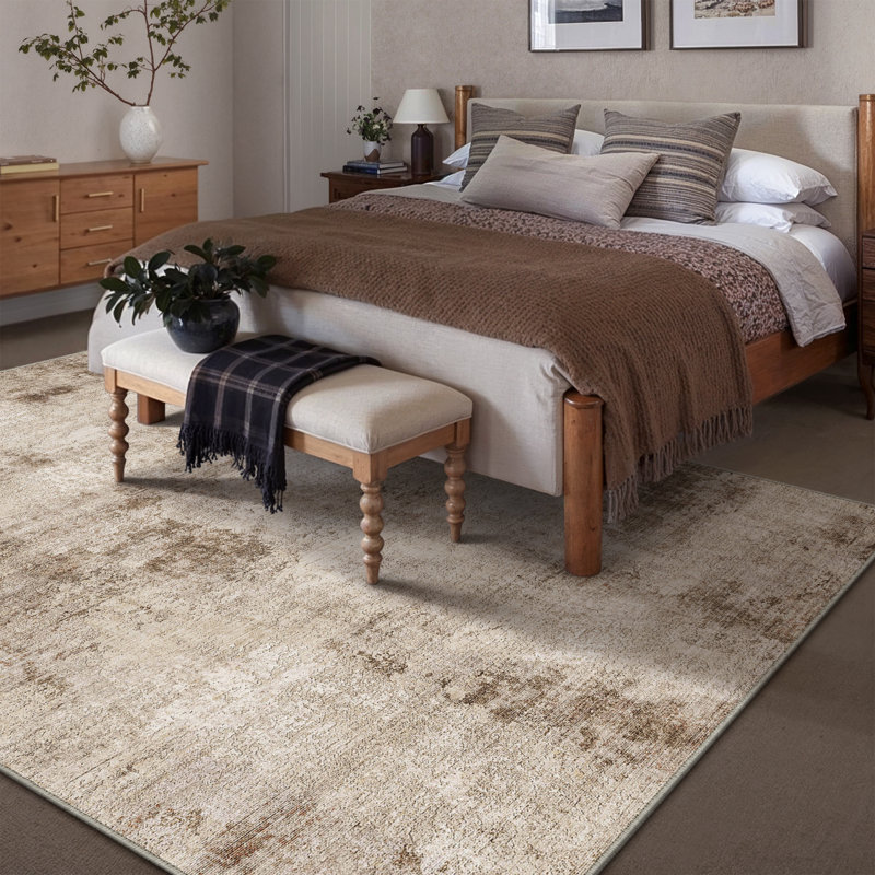 Aurora Elegant Abstract Brown Area Rug, Rectangle 3'4" x 5'