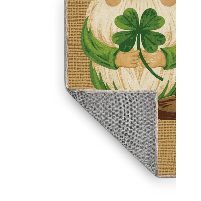 Tapis abstrait moderne et contemporain lavable à la machine Alexa St Patties en brun - reliure beige, 4 x 2