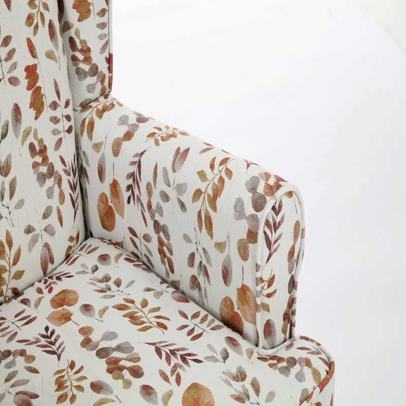 Fauteuil d'appoint de style moderne avec pieds en bois rétro, fauteuil d'appoint rembourré en tissu confortable, fauteuil d'appoint simple à motif floral