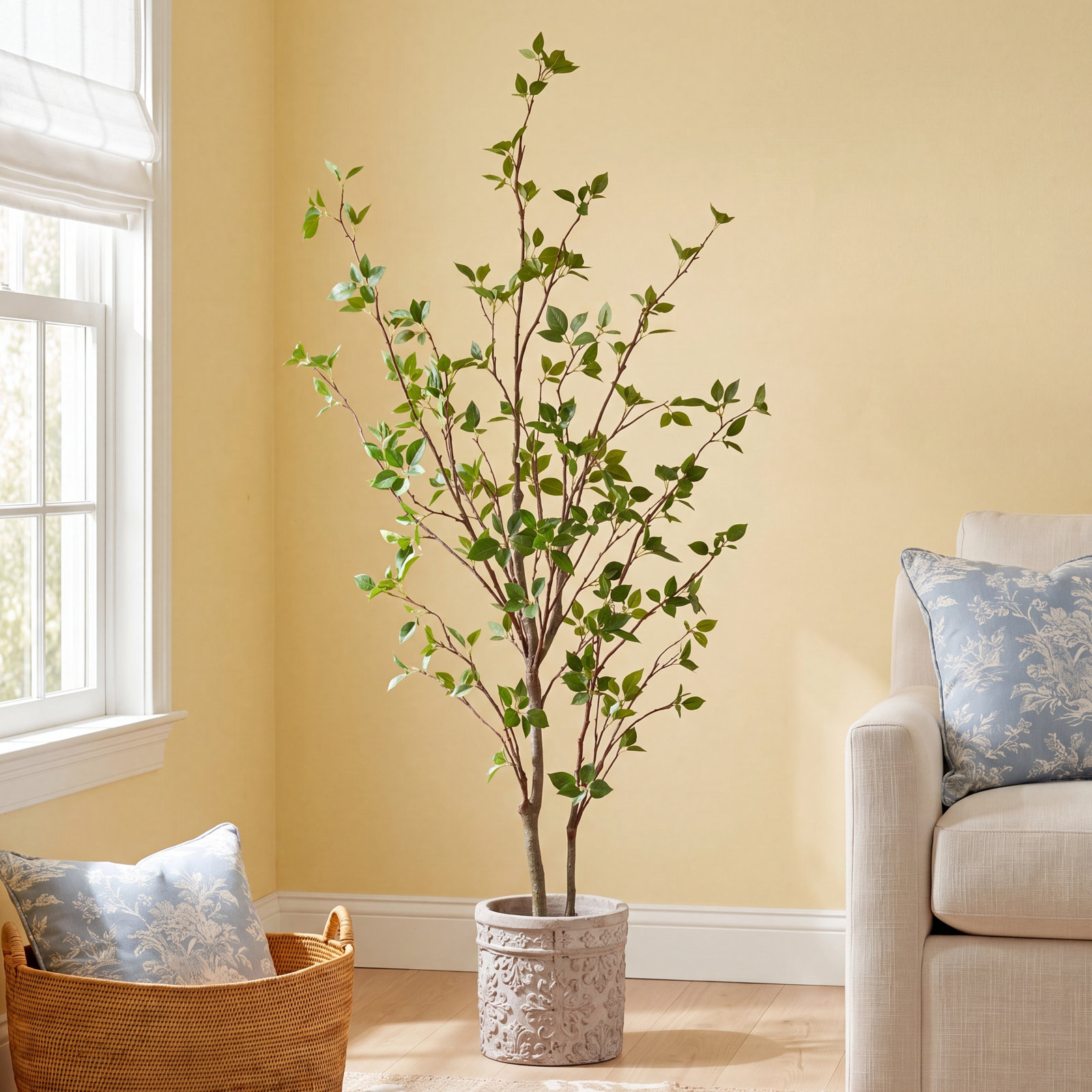 60'' Faux Cornus Tree in Cement Pot