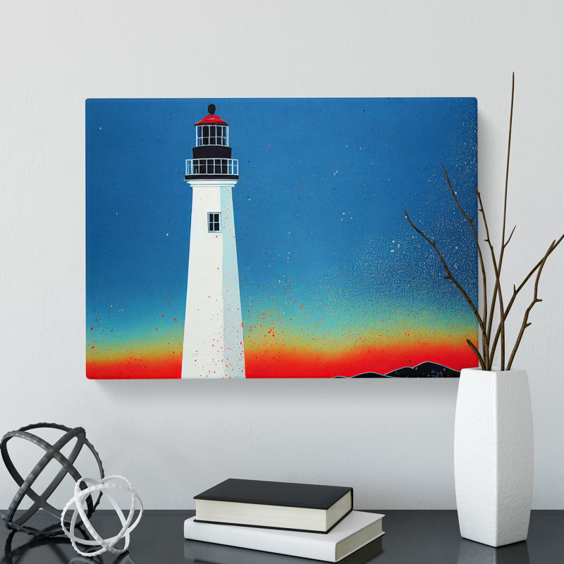 Painted Lighthouse Vol.4 - Wrapped Canvas Painting, 35cm H x 50cm W x 3cm D