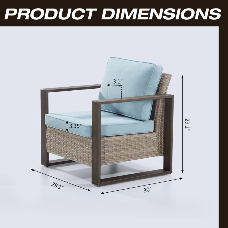 Chaise de patio avec coussins Creal, Bleu ciel