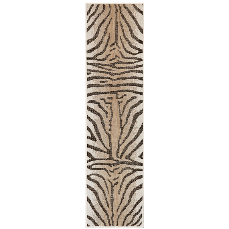 Tapis intérieur / extérieur brun clair Osman, Tapis de couloir 1 pi 11 po x 7 pi 6 po