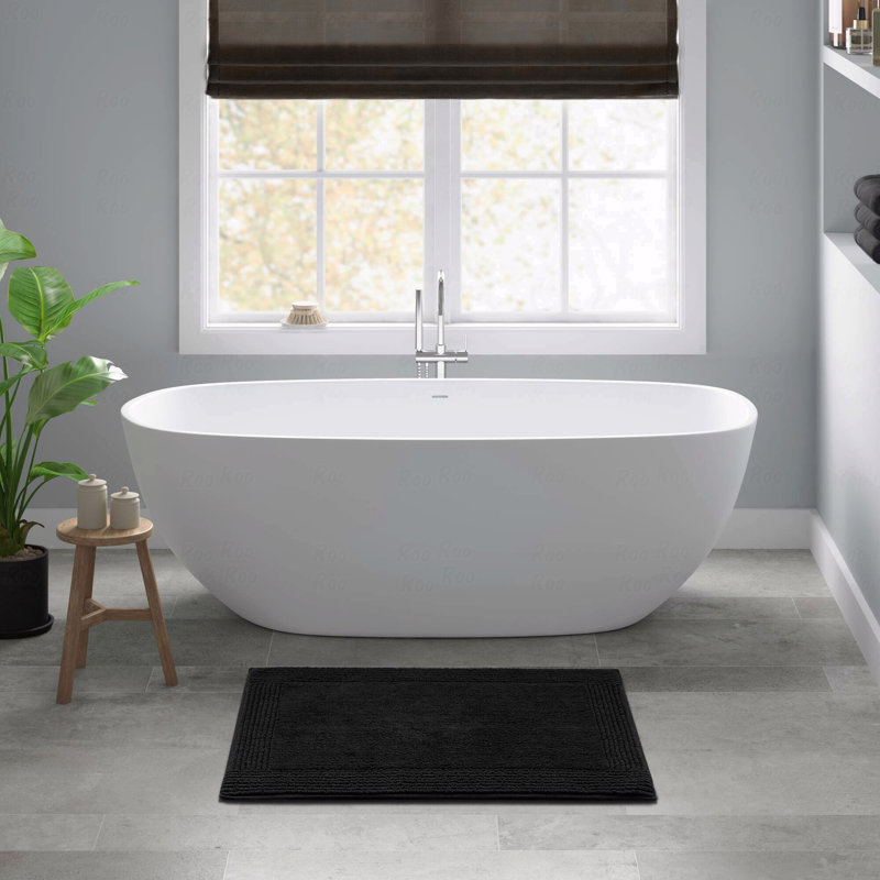 1 tapis de salle de bain réversible 100% coton touffeté à 3 000 g / m² 17 po x 24 po, Rectangle 1 pi 5 po x 2 pi