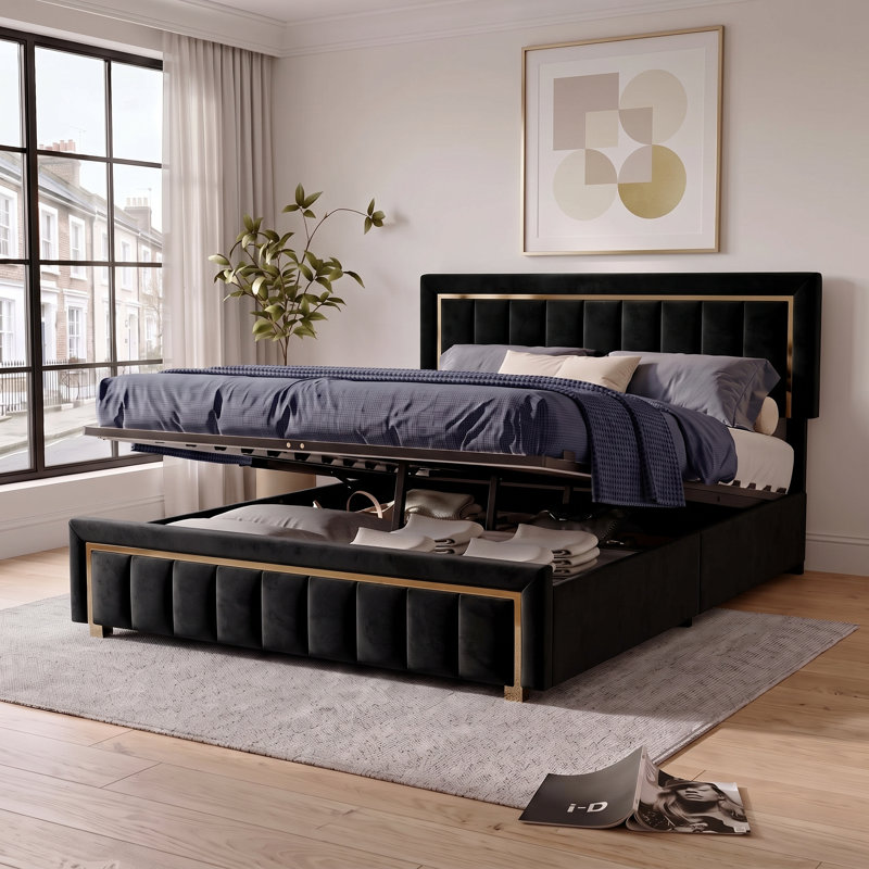 Ottoman Bed, 135 x 190cm, Black