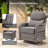 Prunier 9-Piece Outdoor Wicker Patio Conversation Set With Square Fire Pit, 3-Seat Sofa, Ottomans, 4 Swivel Gliders And Side Table-1041099517-1041099505