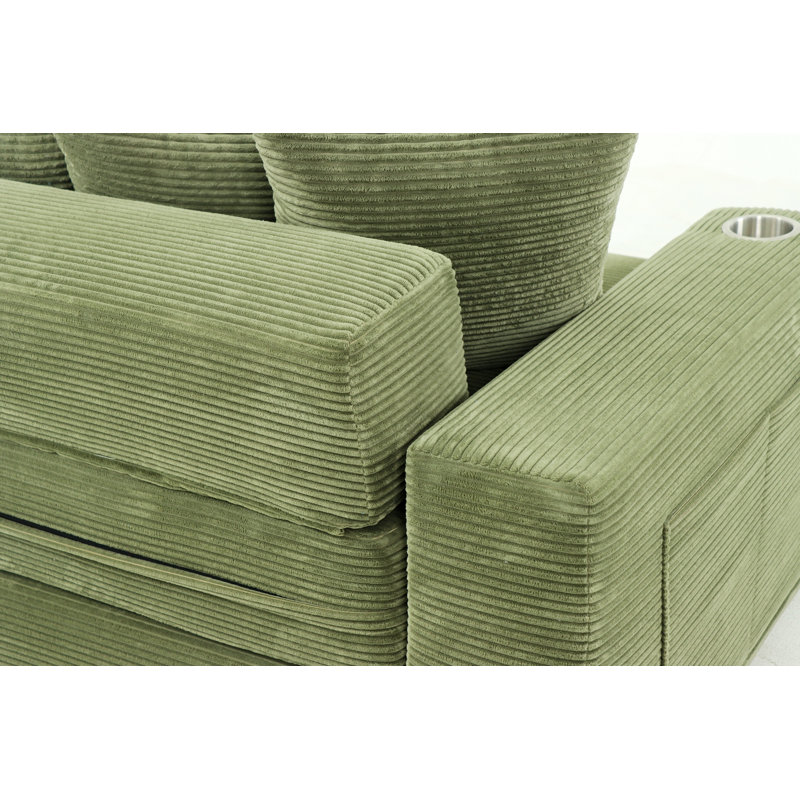 Canapé-lit pliant convertible avec rangement et porte-gobelets, Vert
