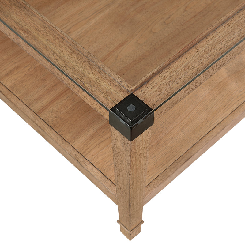 Table basse élégante avec plateau en verre trempé transparent