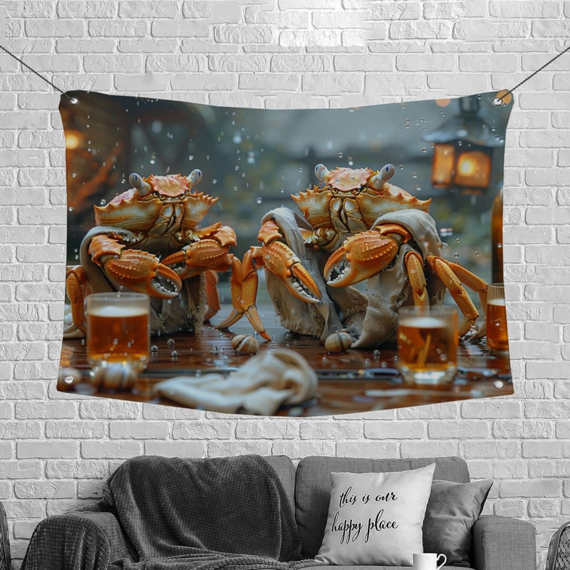 Tapisserie murale «Crabs Celebration» - œuvre d'art_12949, H 68 po x l 80 po