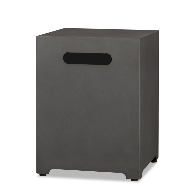 AEGEAN 20"H Square Metal Propane Tank Cover and Side Table by Real Flame, Dark Gray