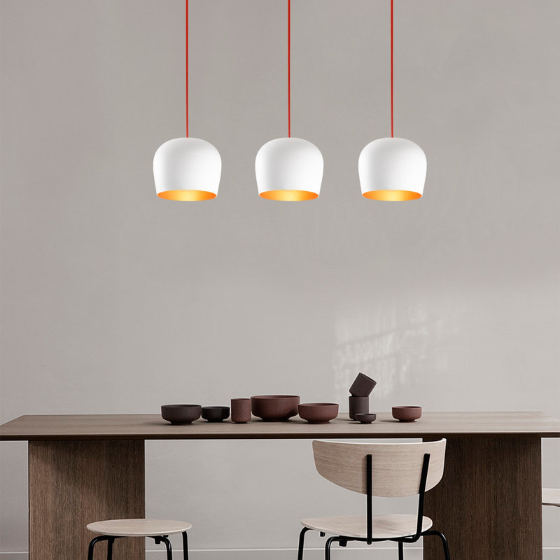 3 - Light Kitchen Island Pendant, White/Red, White