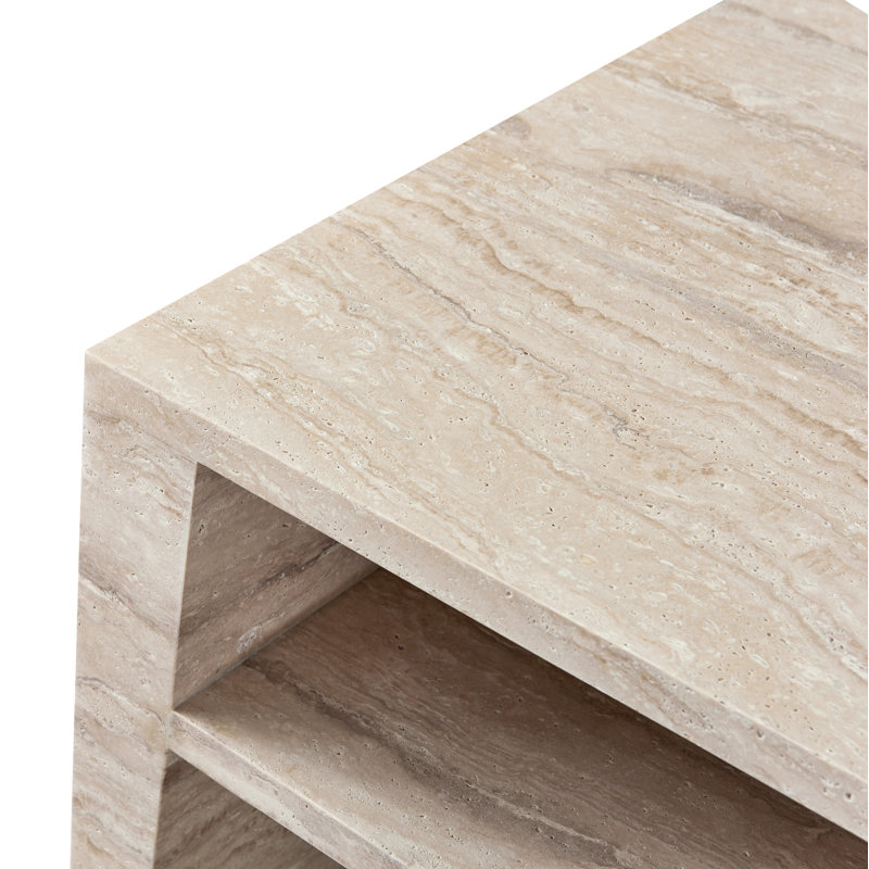 Wynner Chairside Travertine Stone End Table