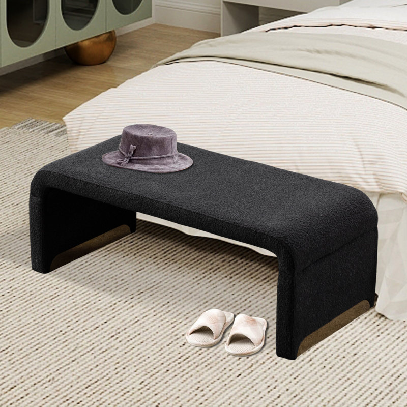 Randlett Polyester Blend Upholstered Bench, Black