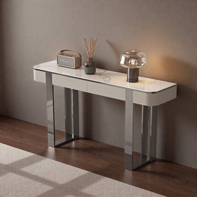 Stone Console Table Stainless Steel Base