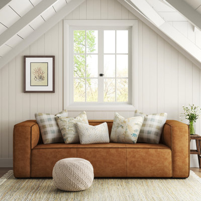 Auralia 89.8" Faux Leather Tuxedo Arm Sofa