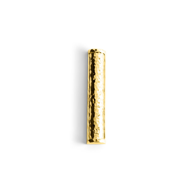 Hammertone Mezuzah, 4.35" H x 1" W x 1" D, Gold