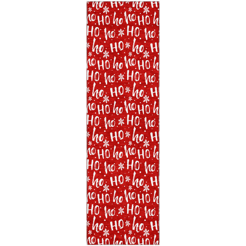 Tapis de Noël haut de gamme lavable à la machine AMF1814 HoHoHo, Tapis de couloir 2 pi 3 po x 7 pi 6 po