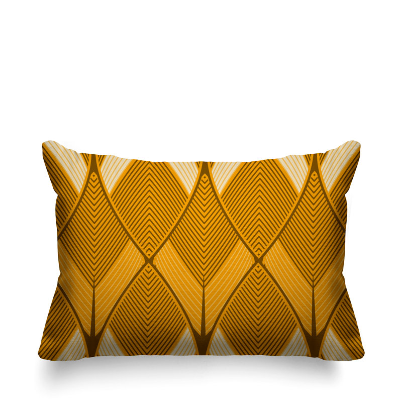Coussin décoratif intérieur / extérieur Abstract Leafs, Jaune