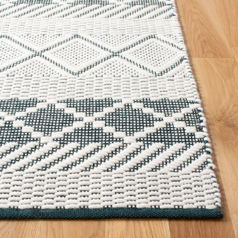 Baring Natura Hand Woven Wool Geometric Rug, Square 6'