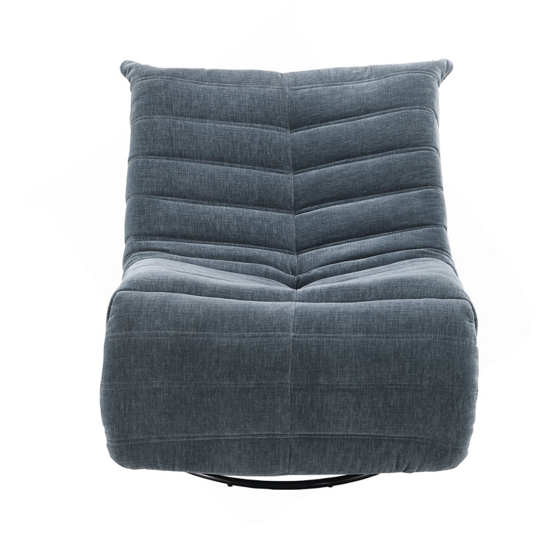 Talmon Shadow Chenille Glider Recliner With Swivel, Dark Gray
